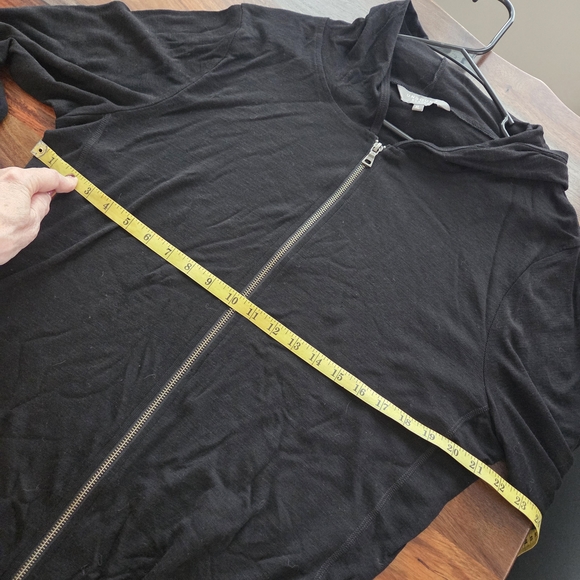100% Merino Wool Beautiful Unbound XL Black Zip-Up Hoodie NWOT no Pockets - Picture 3 of 5